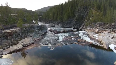 River ending in Waterfall Stock Footage 49558073