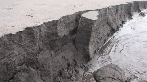 River erosion. The riverbanks collapsed due to erosion Stock Footage 228504228