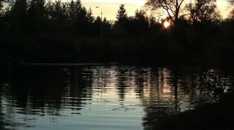 River in the evening Stock Footage 12374601