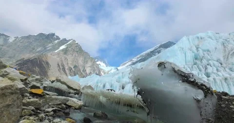 River at Everest Base Camp on the glacier Khumbu, Nepal Himalayas. Video stock 66822801