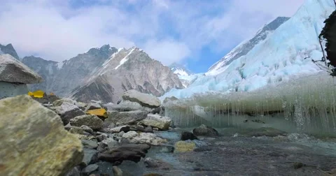 River at Everest Base Camp on the glacier Khumbu, Nepal Himalayas. Video stock 66823457