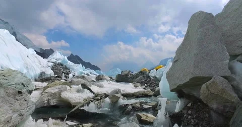River at Everest Base Camp on the glacier Khumbu, Nepal Himalayas. Video stock 66824835
