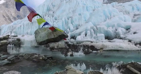 River at Everest Base Camp on the glacier Khumbu, Nepal Himalayas. Video stock 66828134