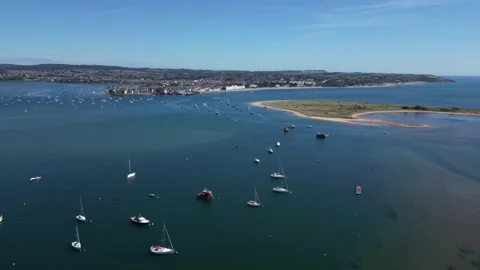 River Exe, Devon, England: DRONE VIEWS: River Exe, Dawlish Warren &amp; Exmouth (1) Stock Footage 265261426