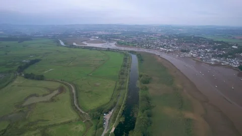 River Exe in Topsham and Exeter from a drone, Devon, England 動画素材 162996858