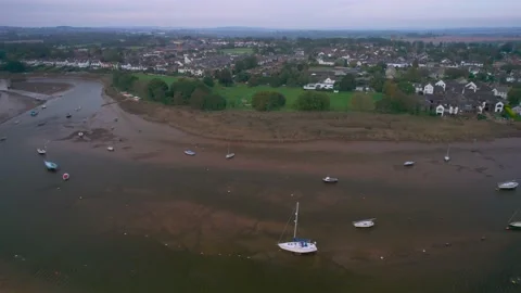 River Exe in Topsham and Exeter from a drone, Devon, England Stock-Footage 162996919