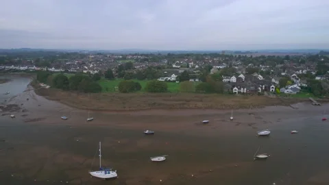 River Exe in Topsham and Exeter from a drone, Devon, England Video stock 162998581