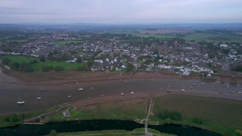 River Exe in Topsham and Exeter from a drone, Devon, England Stock-Footage 162999249