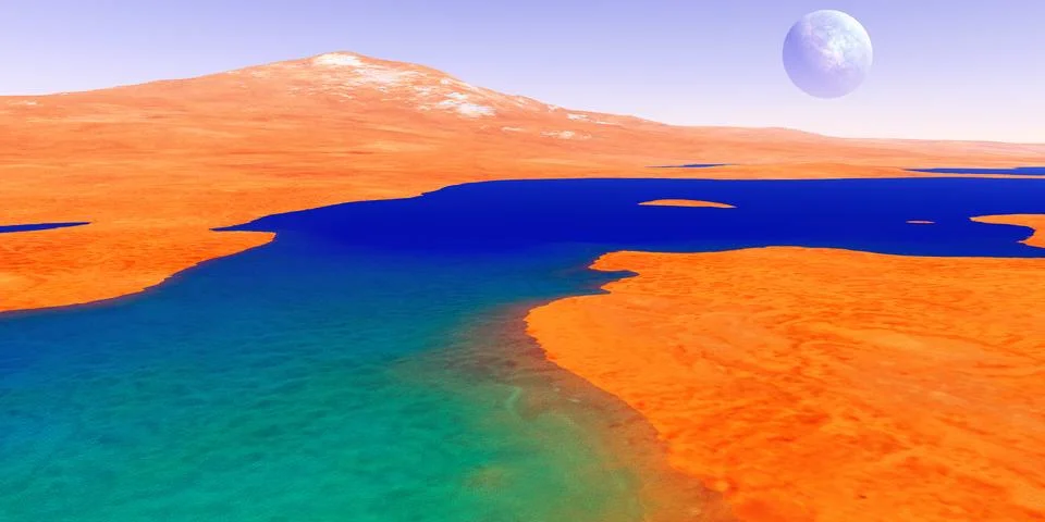 River on Exoplanet Stock Illustration