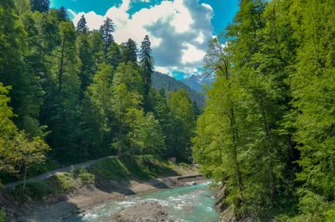 River falling down the mountain Stock Photos