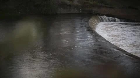 A River Falling Over A Wier HD Stock Footage 10685271