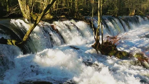 River Falls Gushing In Mountain Park Of Fervenza As Feiticeiras Stock Footage 260339441