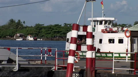 River Ferry arrives in Saigon Stock Footage 61297981