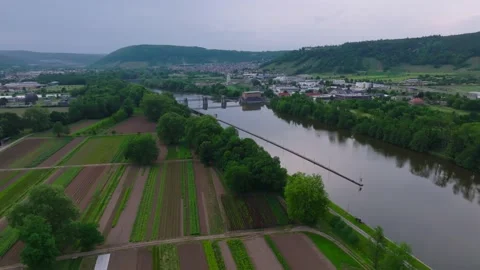 River, field and cities in the distance 動画素材 194896704