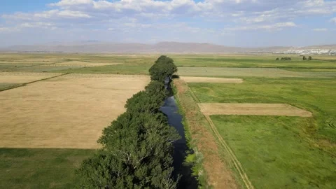River fields landscape in nature Video stock 240751631