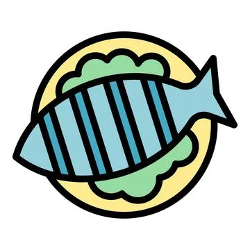 River fish bbq icon vector flat Stock Illustration