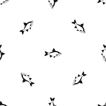 River fish pattern seamless black Stockillustratie