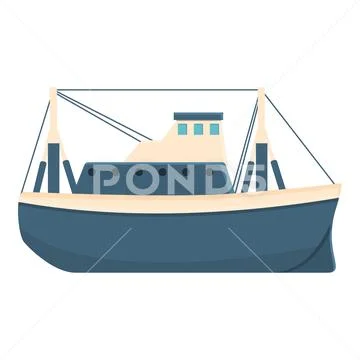 River fishing boat icon, cartoon style Illustration #234085236