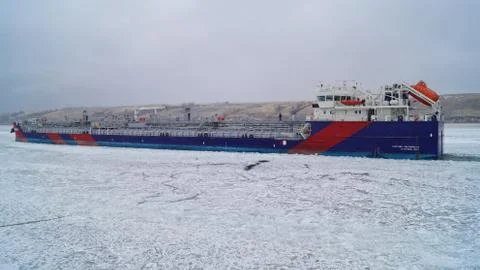 The river fleet Sea ship work winter 스톡 사진