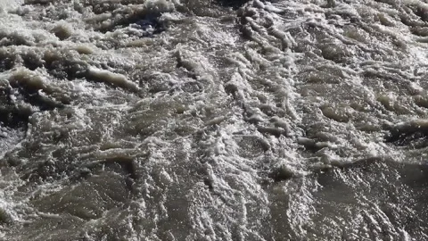River in flood with rushing water Stock Footage 267884916