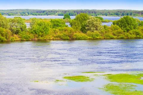 The river flooded the valley Stock-Fotos