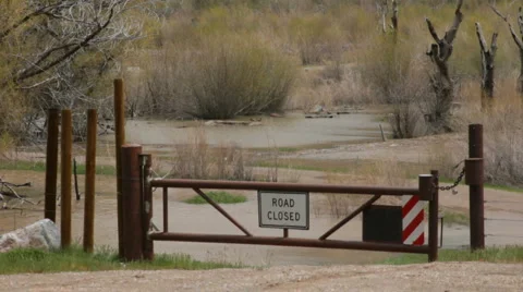 River flooding closed road HD4959 Stock Footage 5163316
