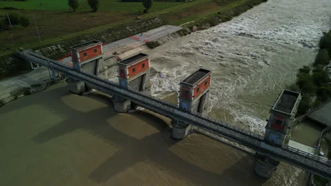River flooding during storm surge and heavy rainfall due to climate change Stock Footage 255886948