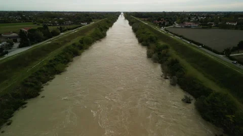 River flooding during storm surge and heavy rainfall due to climate change Stock Footage 255887046