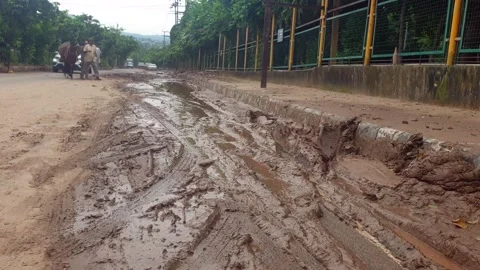River Flooding in Jammu Due to Heavy Rainfall Stock Footage 315968357