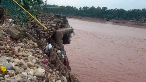 River Flooding in Jammu Due to Heavy Rainfall Stock-Footage 315969041
