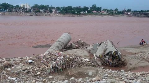 River Flooding in Jammu Due to Heavy Rainfall Stock-Footage 315969976