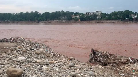 River Flooding in Jammu Due to Heavy Rainfall Stock-Footage 315970380