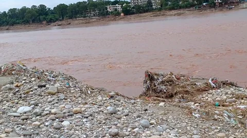 River Flooding in Jammu Due to Heavy Rainfall Видео 315970524
