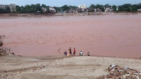 River Flooding in Jammu Due to Heavy Rainfall Video stock 315970630