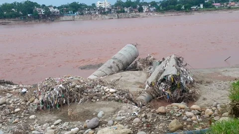 River Flooding in Jammu Due to Heavy Rainfall Stock-Footage 315970875