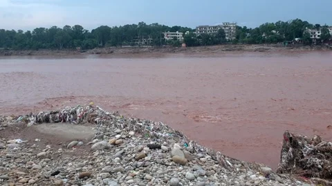 River Flooding in Jammu Due to Heavy Rainfall Video stock 315978767