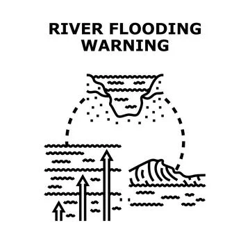 River flooding warning concept showing water levels rising Stock Illustration
