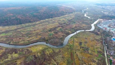 River floodplain, long river Stock Photos
