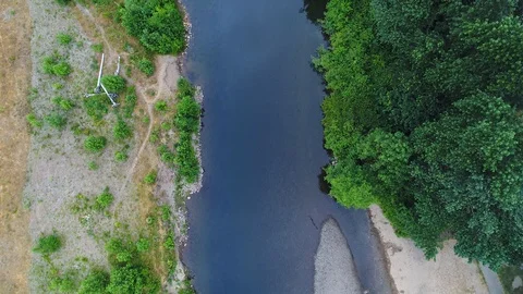River Flow. Aerial shot. Stock Footage 91712396