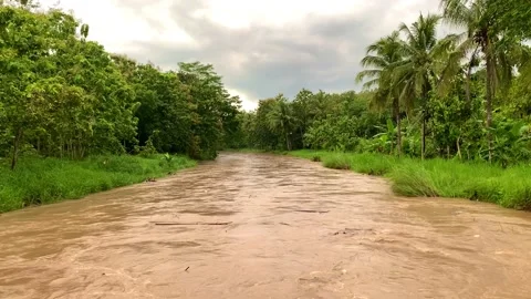 River flow after rain Stockbeeldmateriaal 232764546