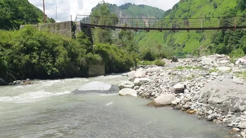 A river flow along side greenary in Kashmir, India Stock-Footage 247114760