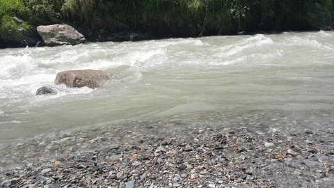 A river flow along side greenary in Kashmir, India Stock-Footage 247115496