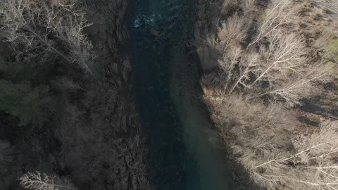 River Flow Close Drone Top Down Video stock 103378670