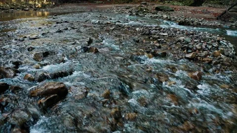 River flow drone flight shot Stock Footage 195508931