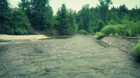 River flow in the forest. Aerial shot Stock Footage 39808141
