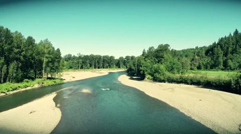 River flow in the forest. Aerial shot Stock Footage 40068508