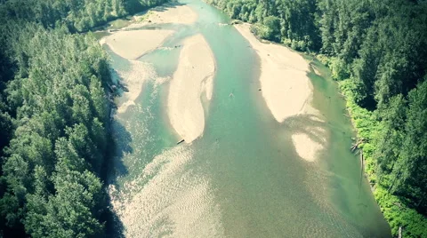 River flow in the forest. Aerial shot Stock Footage 40068705