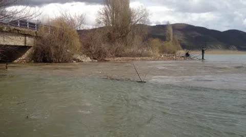 River Flow to a Lake Video stock 23116382