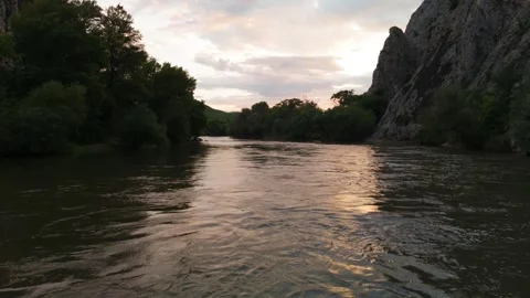 River Flow from a Low Angle Perspective – Nature Water Stream Cinematic Video Stock Footage 335720785