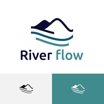 River Flow Mountain Hill Simple Abstract Logo Stock Illustration